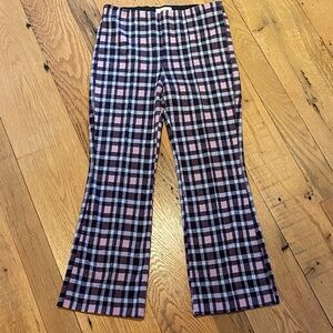 Anthropologie Maeve Plaid Cropped Flare Knit Soft Pants Purple Pink Size S